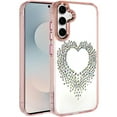 thumbnail image 2 of For Samsung s25 FE Angel Hearts Bling Shimmer Colorful Glitter Chrome Edged Hybrid Case - Rose Gold, 2 of 3