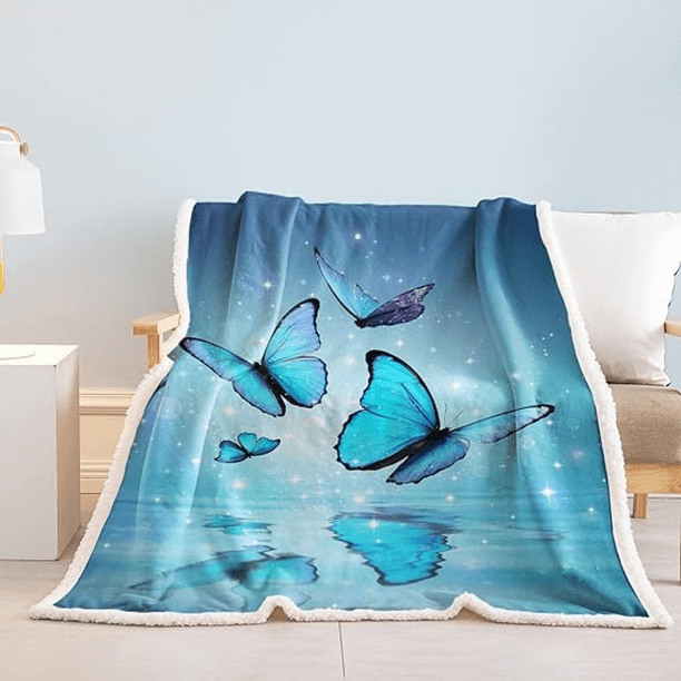 Blue butterfly blanket hotsell