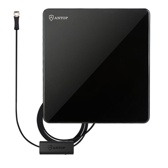 Antenne intérieure HDTV amplifiée Smartpass AT-206B à écran plat ANTOP de 80.5 km (50 milles) - Noir