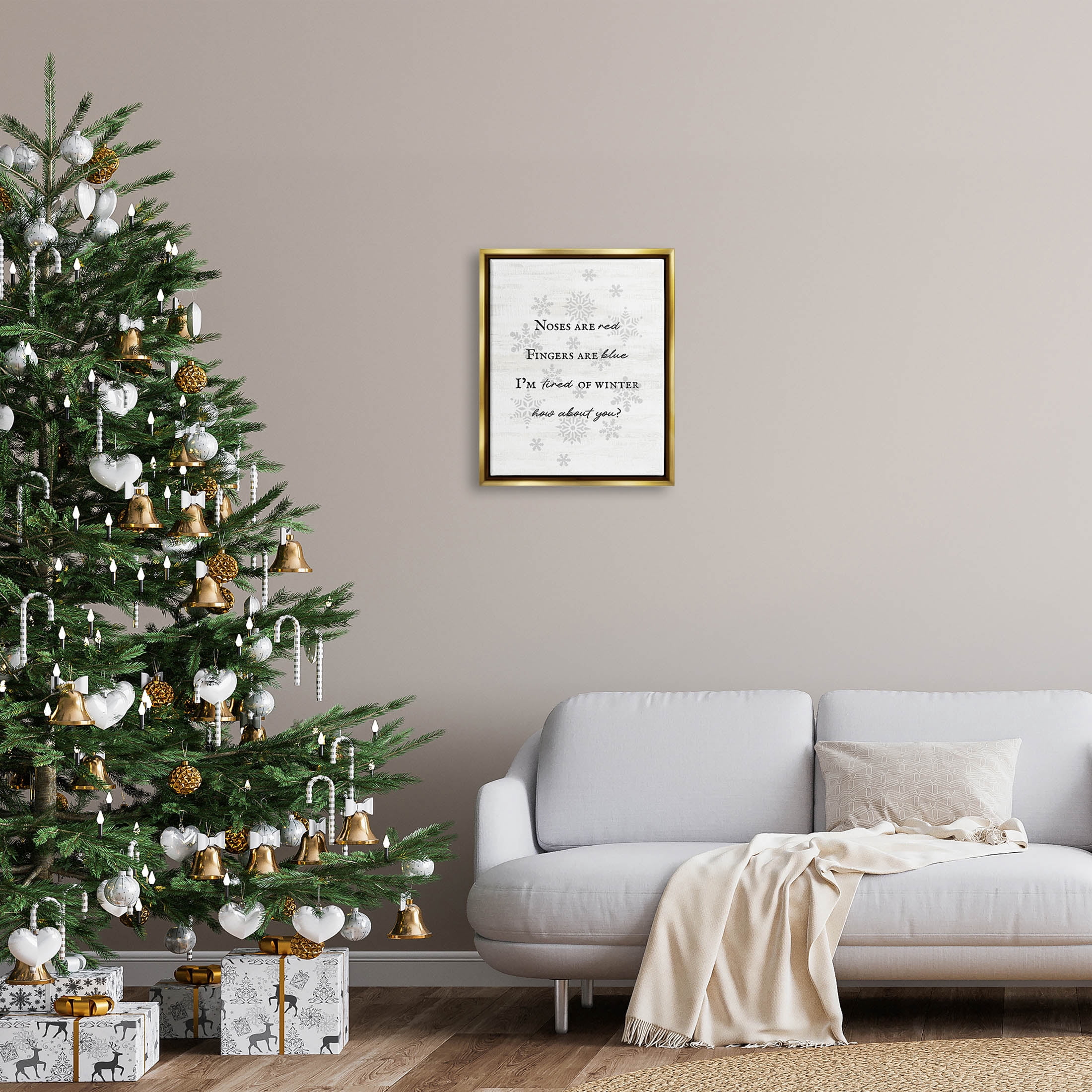 Tired Of Winter Funny Poem Holiday Graphic Art Metallic Gold Framed Art Print Wall Art