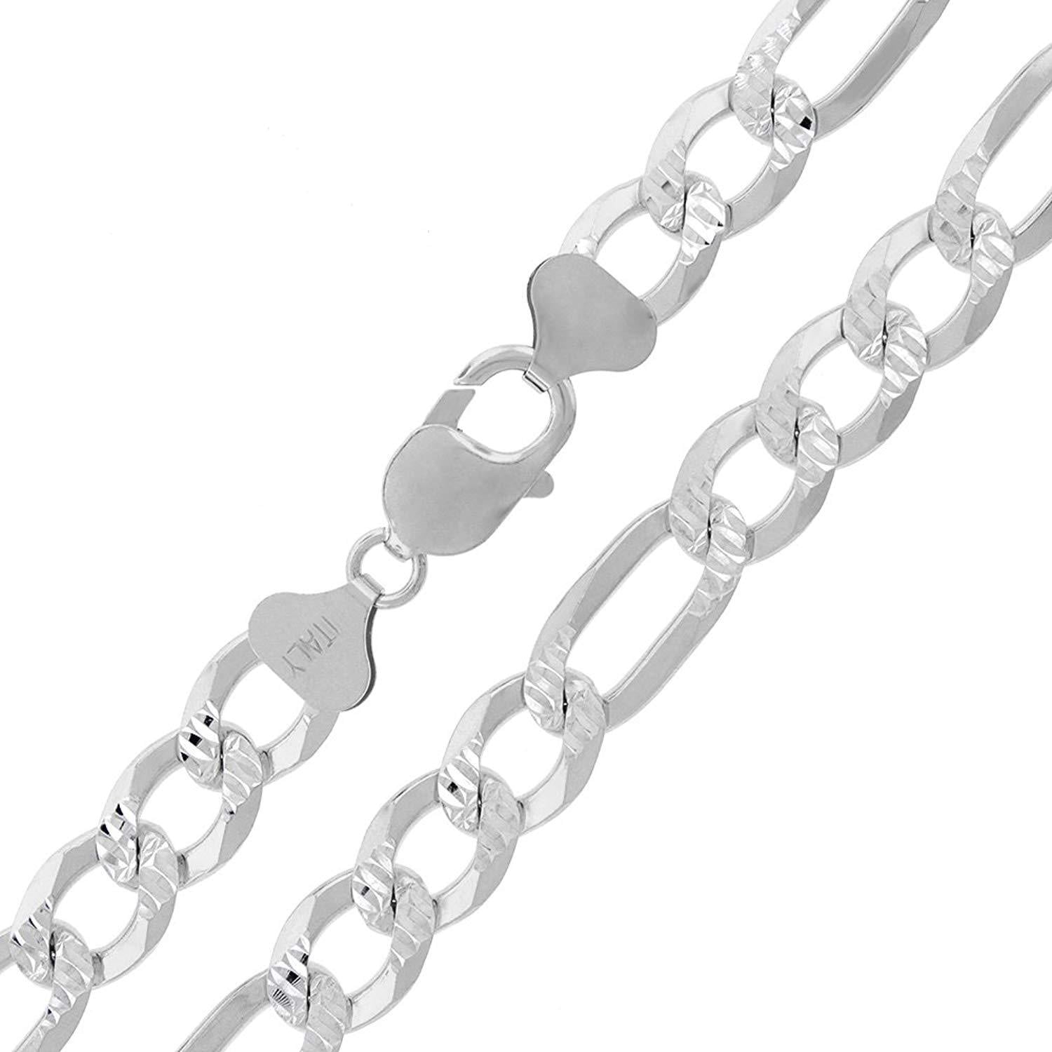 Authentic Solid Sterling Silver Cuban Curb Link Diamond-Cut .925 ITProLux Necklace Chains 2MM 10.5MM 16-30 Next Level Jewelry Made In Italy Silver Chain for Men & Women