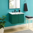 thumbnail image 2 of Sink Vanity Cabinet, Wall Mounted, Melamine, Green White, Modern Contemporary Urban Design, Hotel Bedroom Bathroom Master Suite Guest, 2 of 10