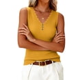 thumbnail image 3 of Womens Sleeveless Sweater Vest V Neck Button Down Casual Loose Knit Summer Trendy Tank Tops,Yellow XXL, 3 of 6