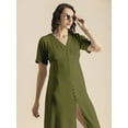 thumbnail image 7 of Moomaya Womens Front Slit Dress, V Neck Short Sleeves Summer Midi Dress, 7 of 7