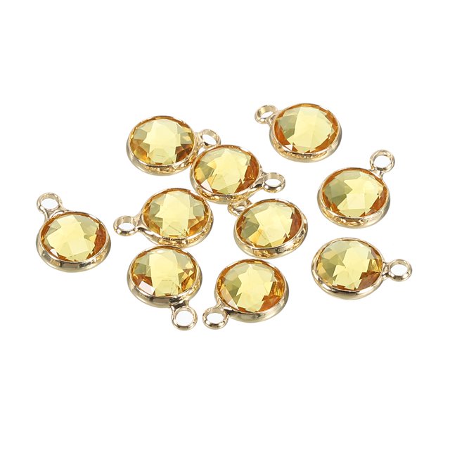 Unique Bargains Crystal Birthstone Charm, November Pendants Drop Bead Yellow, for Jewelry Making, 10 Pack