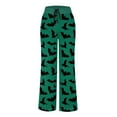 thumbnail image 6 of felwors Halloween Pajama Pants Women Stretch Wide Leg Pj Pants High Waisted Cute Pumpkin Skull Ghost Print Pjs Palazzo Pants Green, XL, 6 of 6