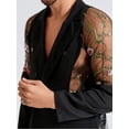 thumbnail image 4 of Men's Lapel Mesh Patchwork Jacket Blazer Formal Evening Party Shackets Coats, 4 of 9