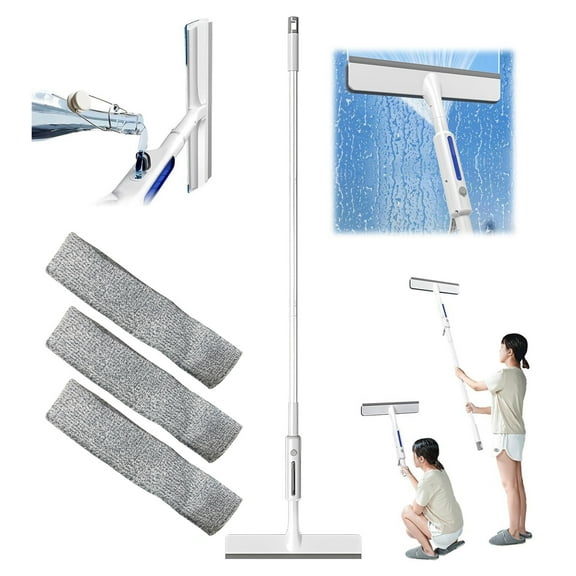 Trendix 2-in-1 Window Squeegee Window Cleaner Spray Mop with 3pcs Replaceable Cloth, Double-Sided Scrapers for Window Squeegee with 57.09" Extension Handle
