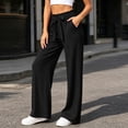 thumbnail image 4 of Yteetum Women's Wide Leg Pants Drawstring Elastic High Waisted Palazzo Pant Women Summer Fall Casual Solid Loose Comfy Travel Vacation Lounge Pant, 4 of 8