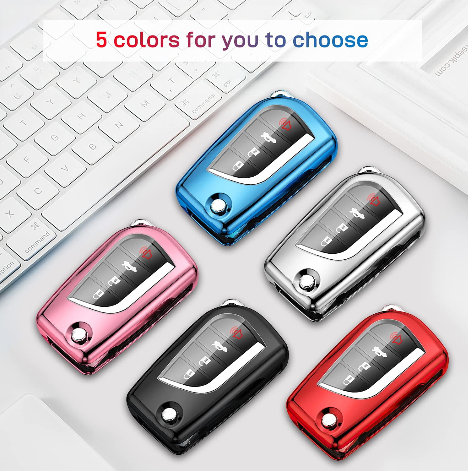 for Toyota Key Fob Cover Compatible with Toyota Fortuner tundra Camry RAV4 Highlander Corolla Smart Key
