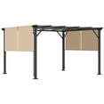 thumbnail image 3 of Outsunny 12' x 10' Outdoor Retractable Pergola Canopy with Sun Shade Unique Design Canopy Patio Metal Shelter for Garden Porch Beach, Beige, 3 of 10