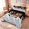 thumbnail image 3 of Manfei Luxury Koi Queen Comforter Set for Home, Wave Gold Art Bedding Comforter Set for Office, Black Gold Red, Black Reversible 3 Pieces, 1 Comforter and 2 Pillowcases, 3 of 6