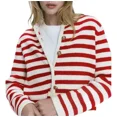 thumbnail image 3 of Comodidad Dama Sueter Rojo Negro Mujer Cardigan, 3 of 8