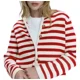thumbnail image 3 of Comodidad Dama Sueter Rojo Negro Mujer Cardigan, 3 of 8
