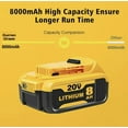 thumbnail image 2 of DCB200 6-PACK 20V 8.0Ah Lithium-Ion Replacement Power Packs for DeWalt 20V MAX XR Tools – Fits DCB180 DCB200/DCB201.etc– New Year Special replacement dewalt battery, 2 of 8