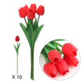 thumbnail image 3 of Morttic 8 Pcs Artificial Tulips Flowers Real Touch PU Tulips Arrangement Bouquet for Home Room Office Party Wedding Decoration (Red), 3 of 7