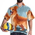 thumbnail image 4 of Pixel Dog Men's Casual Printed Button Down Short Sleeve Spread Collar Beach Shirts for Summer, Unisex, 4 of 6