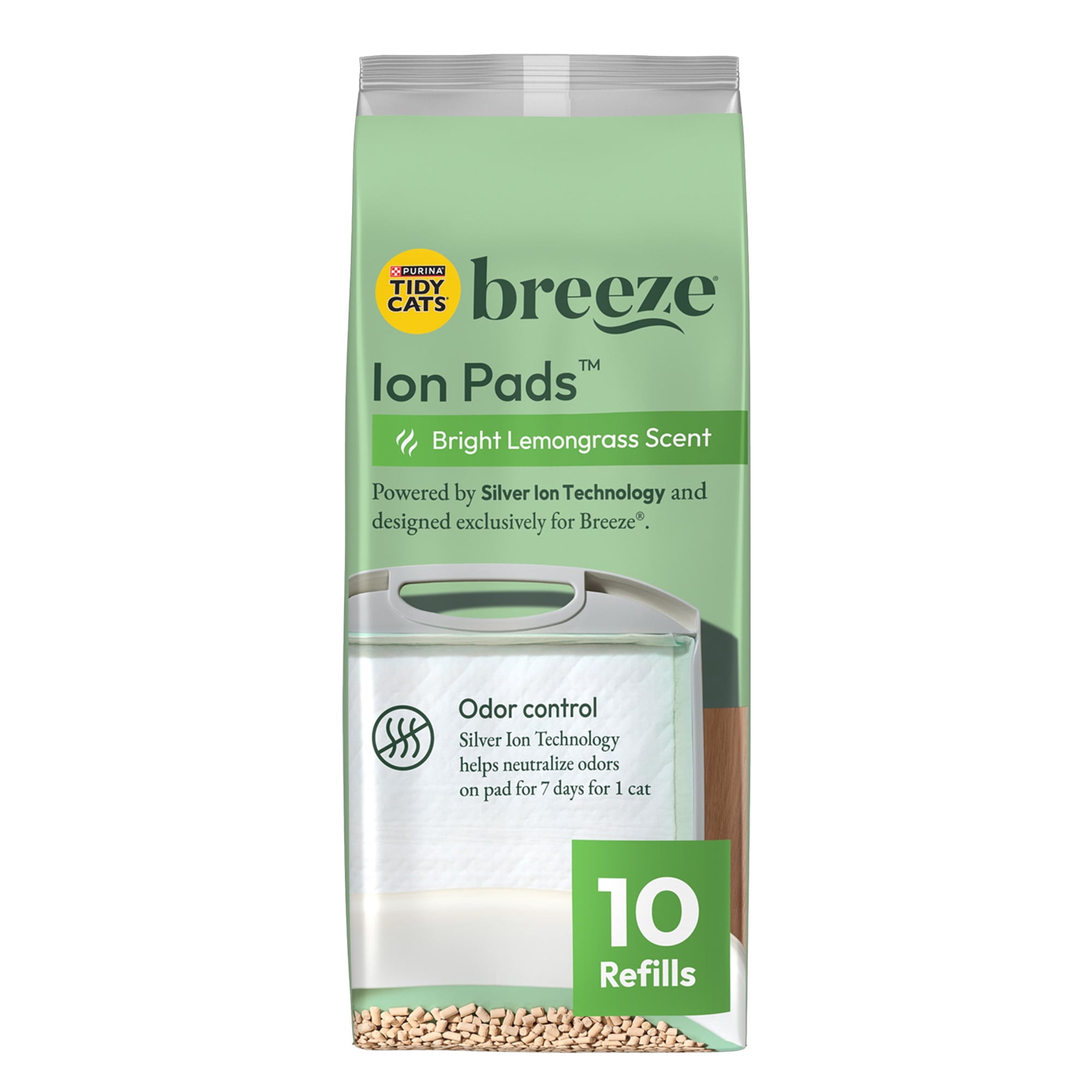Purina Tidy Cats Breeze Bright Lemongrass Scented Ion Cat Litter Pads Refill Pack