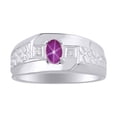 thumbnail image 1 of RYLOS Men's Rings 14K White Gold Classic Nugget 6X4MM Oval Gemstone & Diamond Ring Star Ruby July Birthstone Rings Size 12, 1 of 7