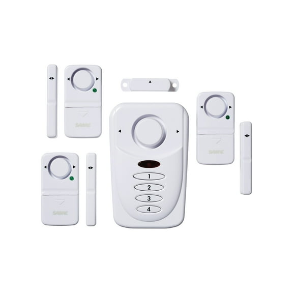 SABRE Motion Sensor Alarm and 3 Door/Window Alarms, White