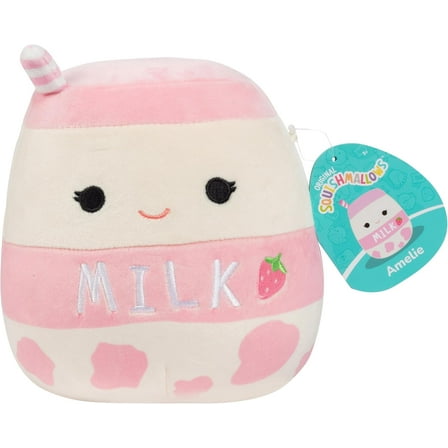 Squishmallows Original 8-Inch Amelie The Strawberry Valentine's Day Milk Plush - Collectible Soft & Squishy Food Stuffed Animal Toy - Add to Your Squad - Gift for Kids, Girls & Boys