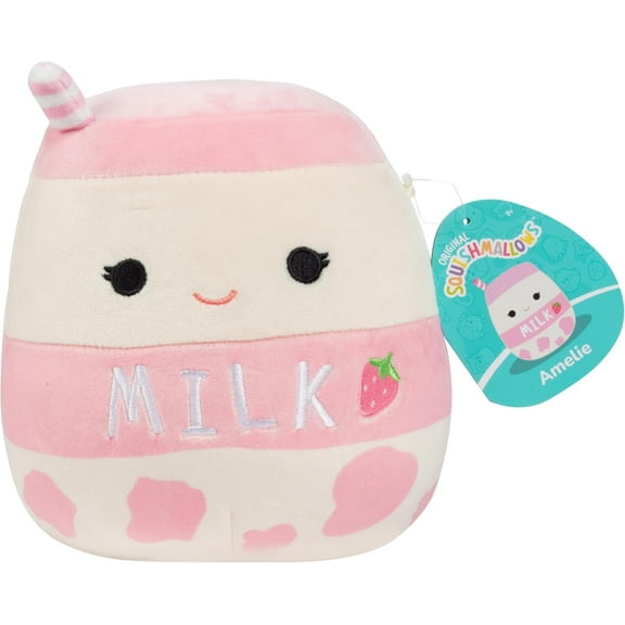 Squishmallows Original 8-Inch Amelie The Strawberry Valentine's Day Milk Plush - Collectible Soft & Squishy Food Stuffed Animal Toy - Add to Your Squad - Gift for Kids, Girls & Boys
