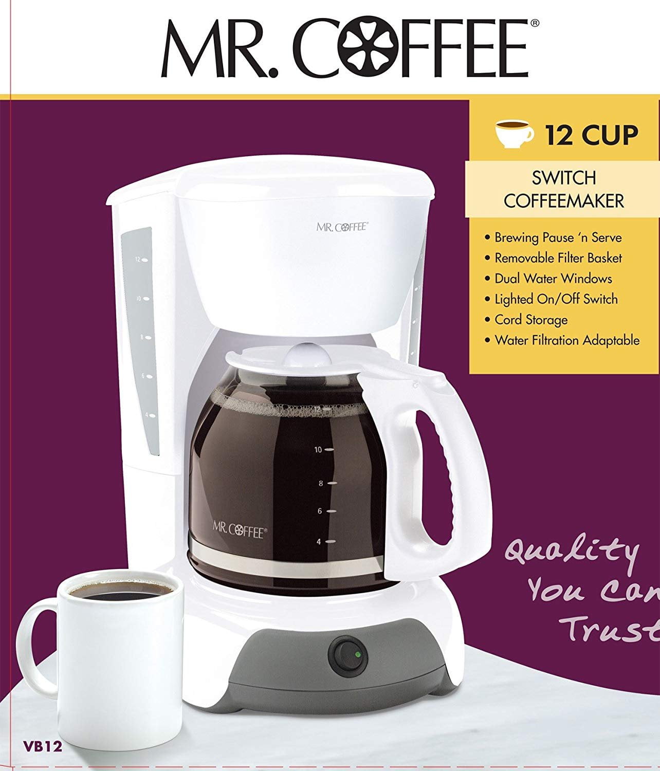 Mr. Coffee Simple Brew 12-Cup Programmable Coffee Maker, White – ShopBobbys