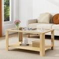thumbnail image 4 of Gymax 2-Tier Coffee Table w/ Tempered Glass Tabletop & Storage Shelf Rounded Corners, 4 of 10