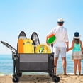 thumbnail image 5 of Olurrisa Heavy-Duty Folding Wagon Cart with 9" All-Terrain Tires, 300L Capacity Push-Pull Cart with 360° Wheels & Brakes for Camping Beach Groceries, Black Gray, 5 of 8