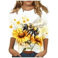 thumbnail image 2 of Vekome Bee Day Womens 3/4 Sleeve Tops Plus Size Shirts Loose Crewneck Holiday Tee Shirts Holiday Pullover Tops Yellow, 2 of 5