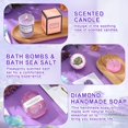 thumbnail image 4 of Juego de cestas de spa Nuogo, 13 unidades, con bata de baño, calcetines y vela, color morado, 4 of 7