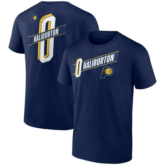Men's Tyrese Haliburton Navy Indiana Pacers Full-Court Press Name & Number T-Shirt