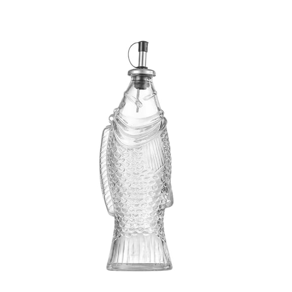 Glass Fish-shaped Oil Dispenser Bottle 500ml Clear Bottle Container Kitchen Container Cooking Seasoning Jar for Home and Restaurant Use