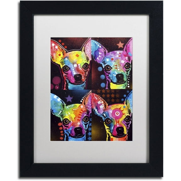 Trademark Fine Art "Chihuahua 4x" Canvas Art by Dean Russo, White Matte, Black Frame
