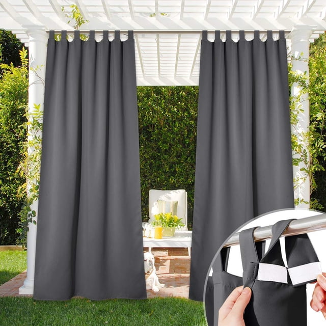 NICETOWN Rideau Occultant Extérieur Imperméable pour Gazebo - Panneaux de Rideaux Thermiques Détachables Adhésifs Unis à Pattes, Rideaux Verticaux/b