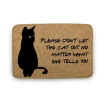 Black Cat, welcome cat doormat, Please don't let the cat out doormat, hello cat, cat doormat,Home Decor, Welcome Mat,Indoor Doormat,Front Back Door Mat 17”x30”