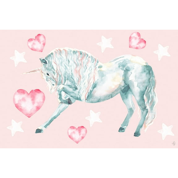 Marmont Hill Pastel-haired Unicorn Canvas Wall Art
