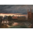thumbnail image 3 of Richard Banks Harraden 24x18 Black Modern Framed Museum Art Print Titled - Procession of Boats on the River Cam Below Clare College, Cambridge (Early 19th Century), 3 of 5
