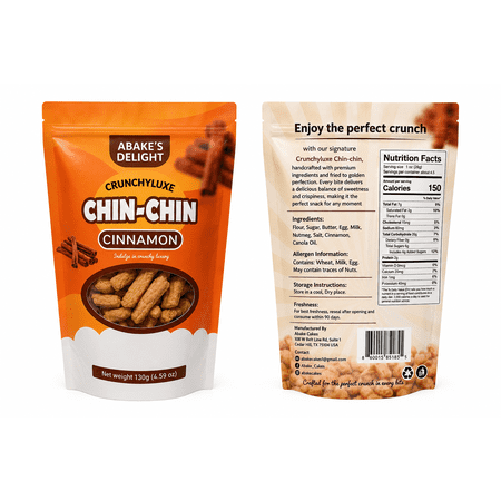 • CrunchyLuxe Chin- Chin - Cinnamon Flavor, 5 Packs (4.59 oz / 130 g Each)