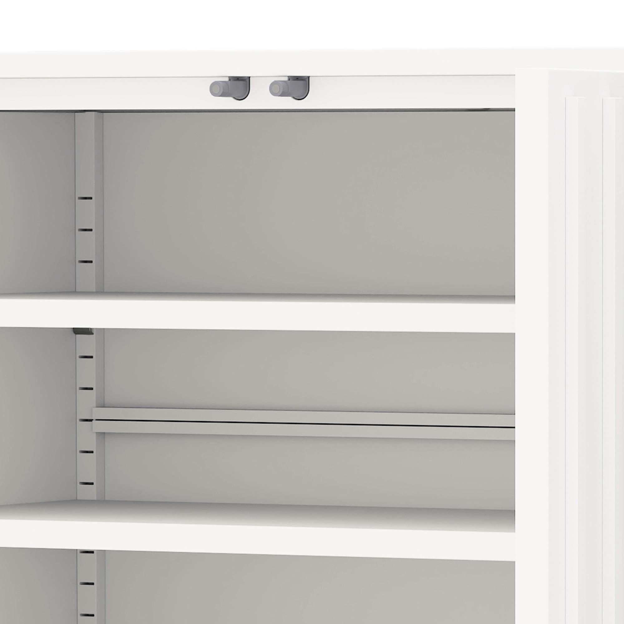 DEXTRUS Shoe Storage Cabinet with 3 Compartments, Metal Shoe Rack with Adjustable Shelves, White