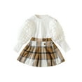 thumbnail image 2 of Toddler Girl 2 Piece Outfit Long Sleeve Shirts and Plaid A-Line Skirt Set for Toddler Fall Clothes,1-6T, 2 of 10