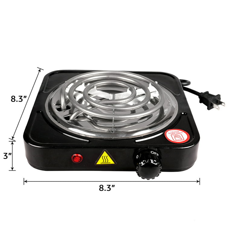 Portable 1000W Single Electric Burner Hot Plate 5 Level Adjustable  Temperature 110V Camping Dorm Heating Cooking Stove Stainless Steel