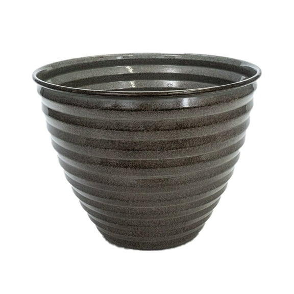 Robert Allen Home & Garden IronStone 6" Avondale Round Metal Planter in Pebblewood