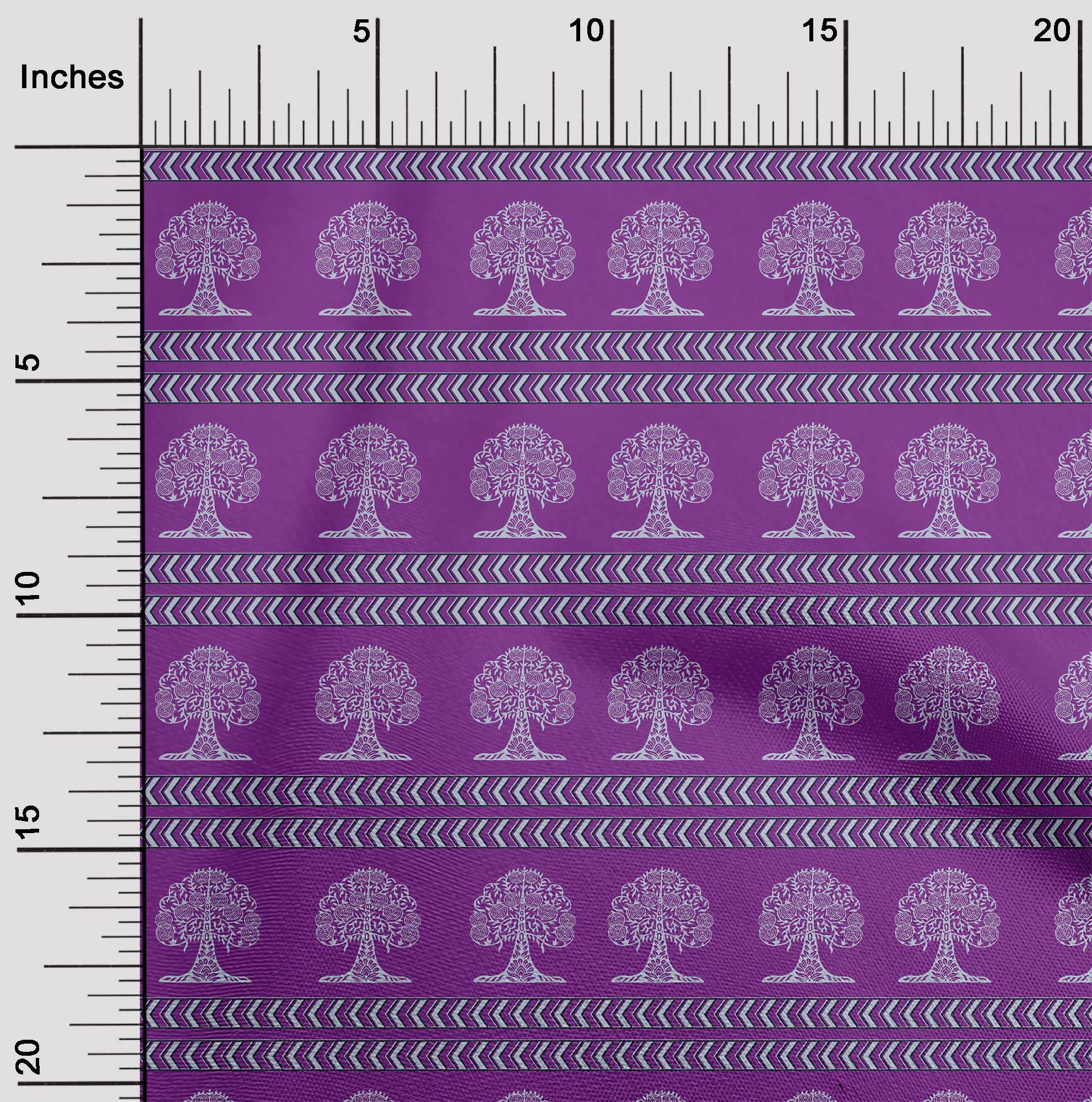 oneOone Georgette Viscose Fabric Arrow & Tree Block Print Fabric By The Yard 42 Inch Wide