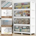 thumbnail image 5 of 275Gal Plastic Stackable Storage Bins with Lid, 1100QT Extra Large Closet Organizers Collapsible Cabinets Boxes With Drawers, Foldable Containers with 6x Wheels for Home Kitchen, V60 5Pack White, 5 of 7