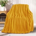 thumbnail image 6 of Exclusivo Mezcla Fleece Throw Blanket for Couch, Super Soft 3D Striped Jacquard Blanket, Lightweight Fuzzy Cozy Blankets, Mustard Yellow, 50"x60", 6 of 8