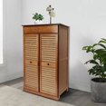 thumbnail image 4 of Freestanding 5 Tier Shoe Rack Organizer Cabinet, 2 Doors Bamboo Shoe Storage Cabinet Entryway Shoe Storage Organizer Rack with 1 Drawer for Bedroom,Entryway, Hallway,26 * 13.2 * 40, 4 of 7
