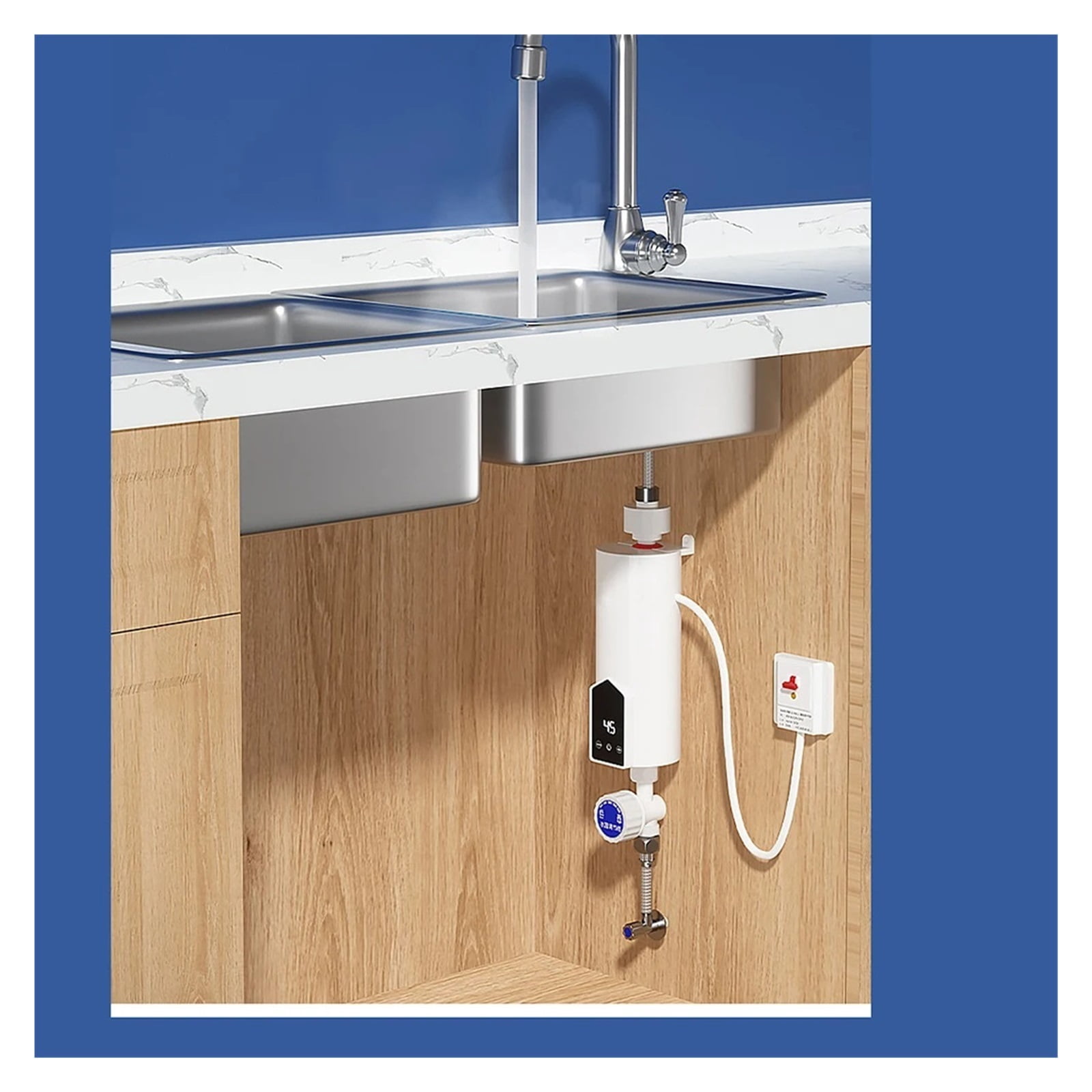 5500W Instant Tankless Electric Water Heater, Mini Electric Tankless Instant Hot Water Heater Bathroom Kitchen Washing Heater ,Safety Protections