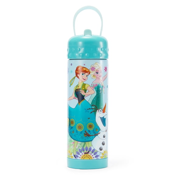 Disney Store Official Frozen Kids Water Bottle with Straw Lid - 16 oz. Insulated Stainless Steel Kids Tumbler - Anna & Elsa Travel Water Bottle Featuring Disney Artwork