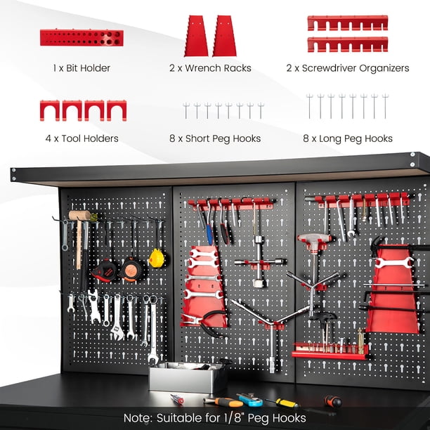 Gymax 48'' Workbench Multipurpose Garage Worktable w/ Peg Board
